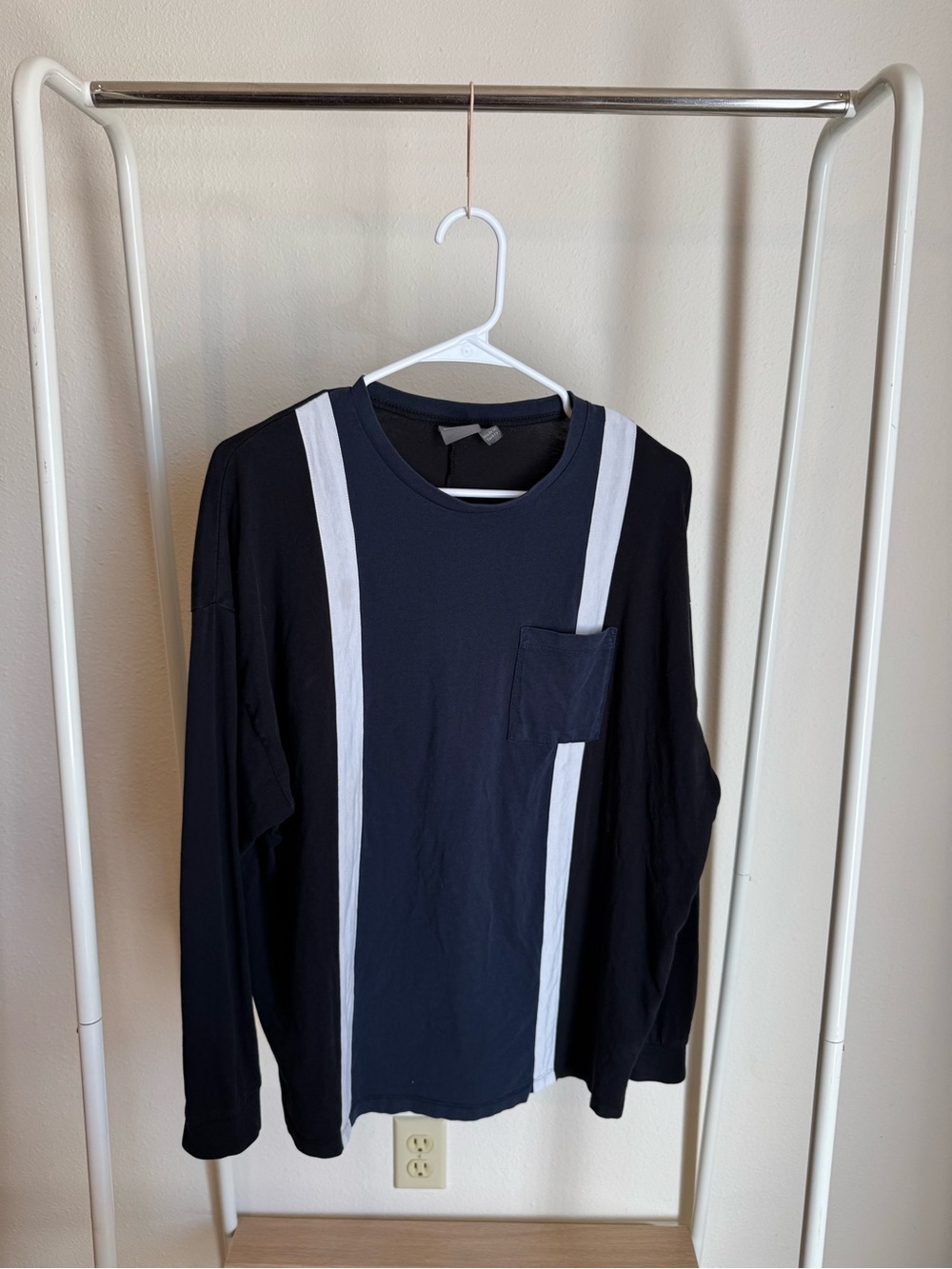 ASOS Black Long Sleeve Tee with White Vertical Panels